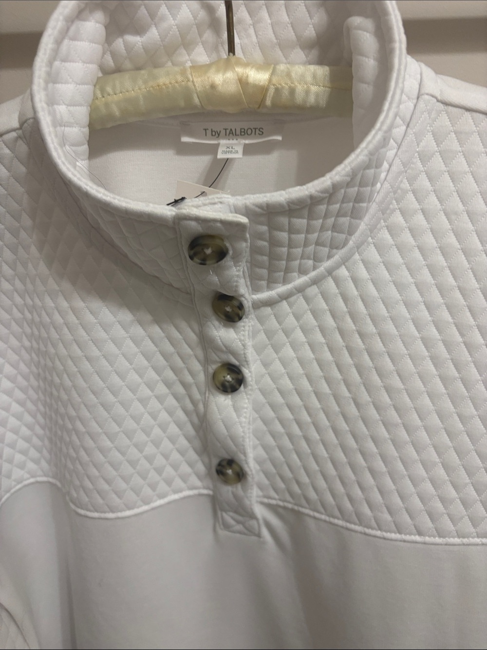 Talbots White Quilted Button-Placket Pullover NWT - Picture 2 of 8